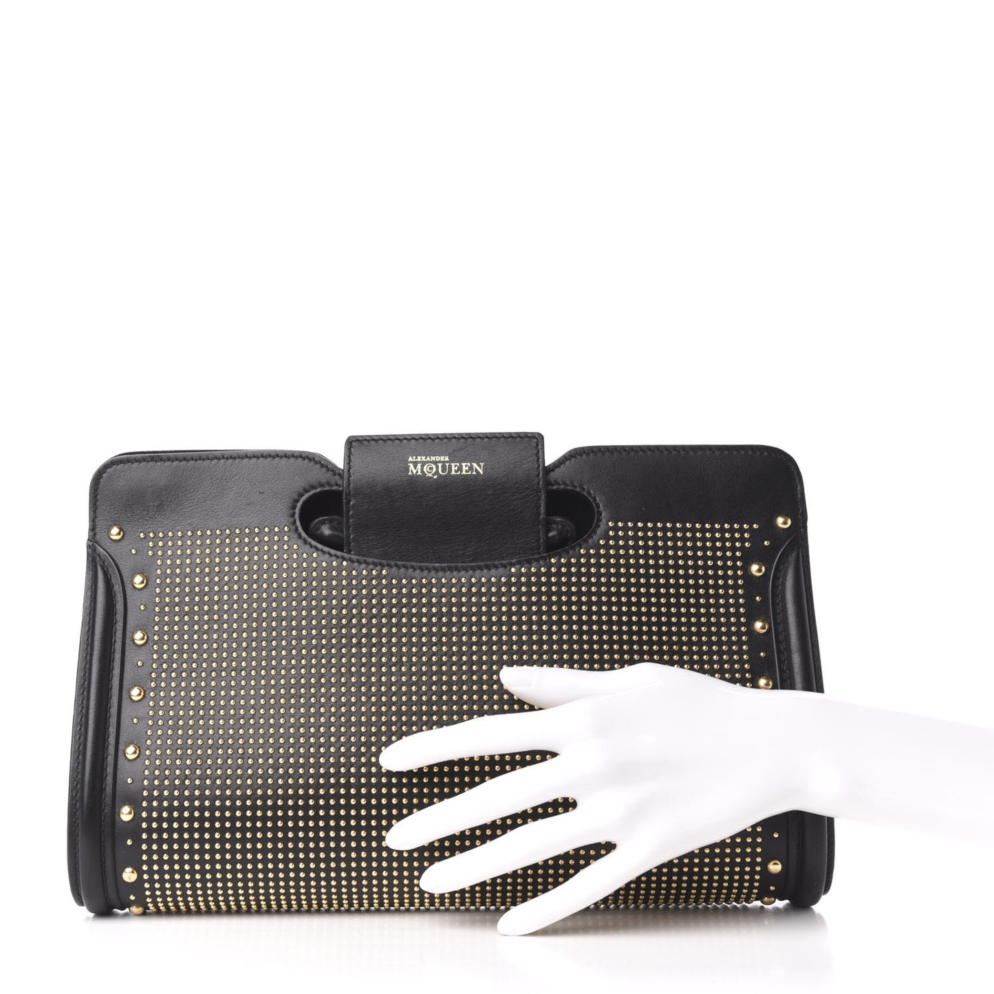 Calfskin Heroine Studded Clutch Black