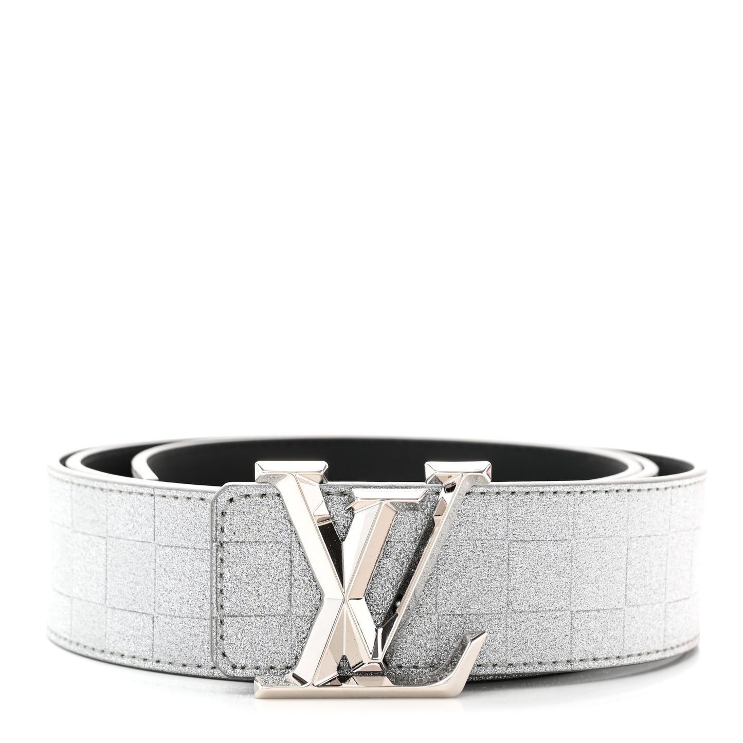 Damier Glitter Calfskin 40mm LV Pyramide Belt 100 44 Silver