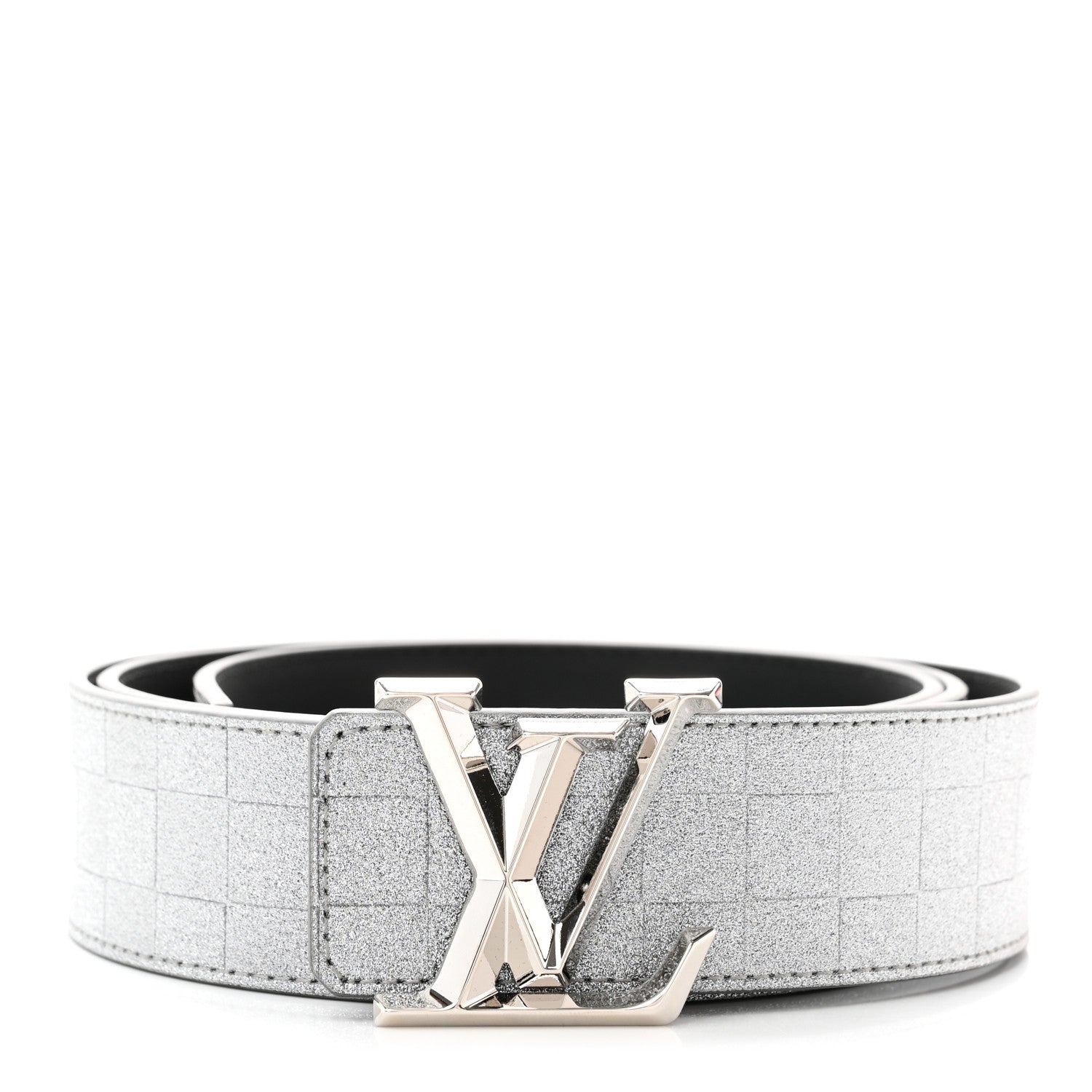 Louis Vuitton Damier Glitter Calfskin 40mm LV Pyramide Belt 100 44 Silver 1 of 6