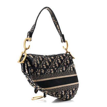 Christian Dior Oblique Embroidered Saddle Bag Blue 3 of 11