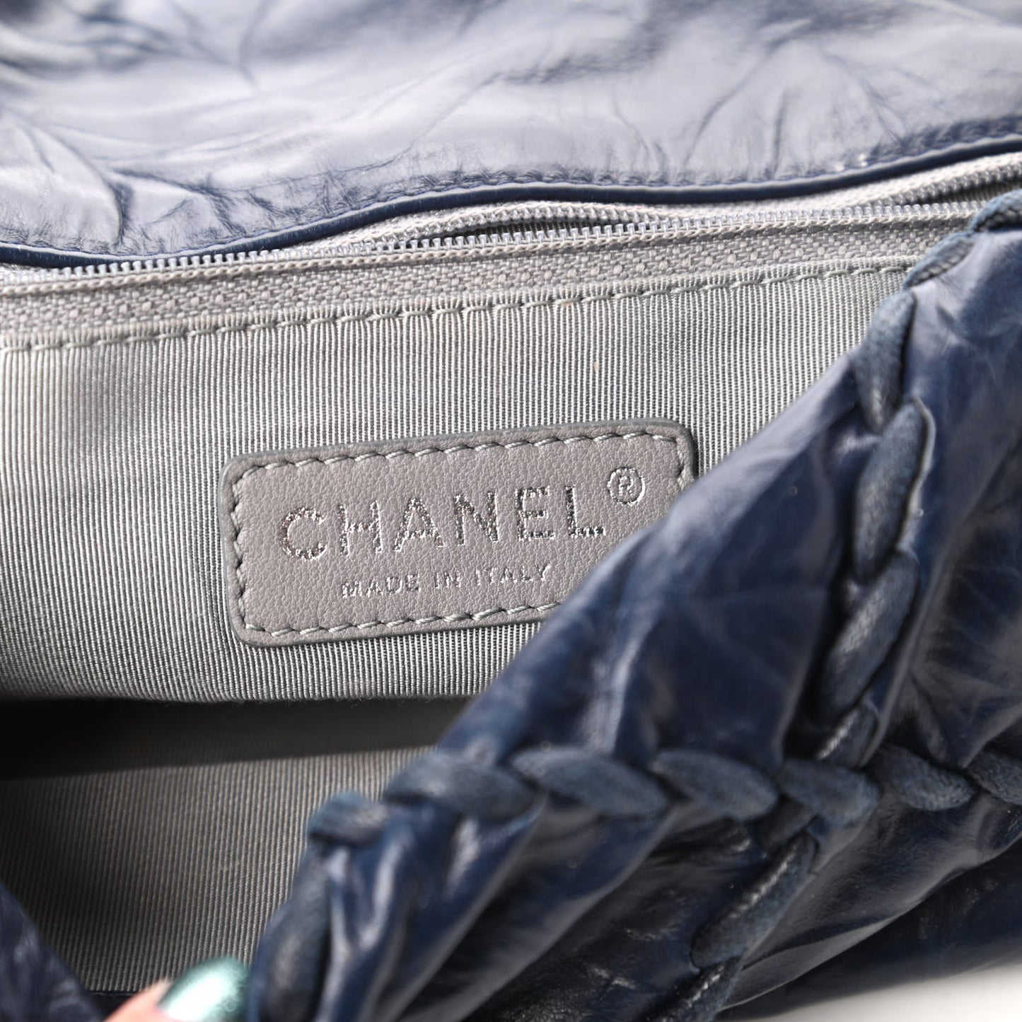 Calfskin Medium Ultra Stitch Flap Navy