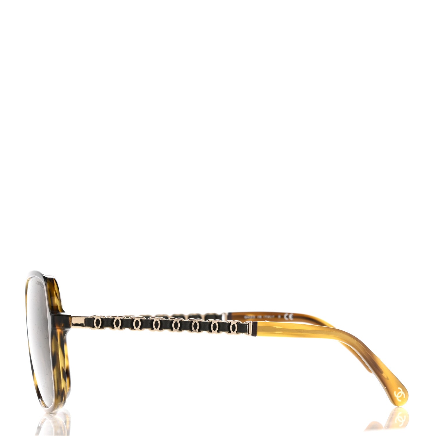 Chanel Metal Calfskin CC Chain Pilot Sunglasses 5439-Q Green Tortoise 3 of 7