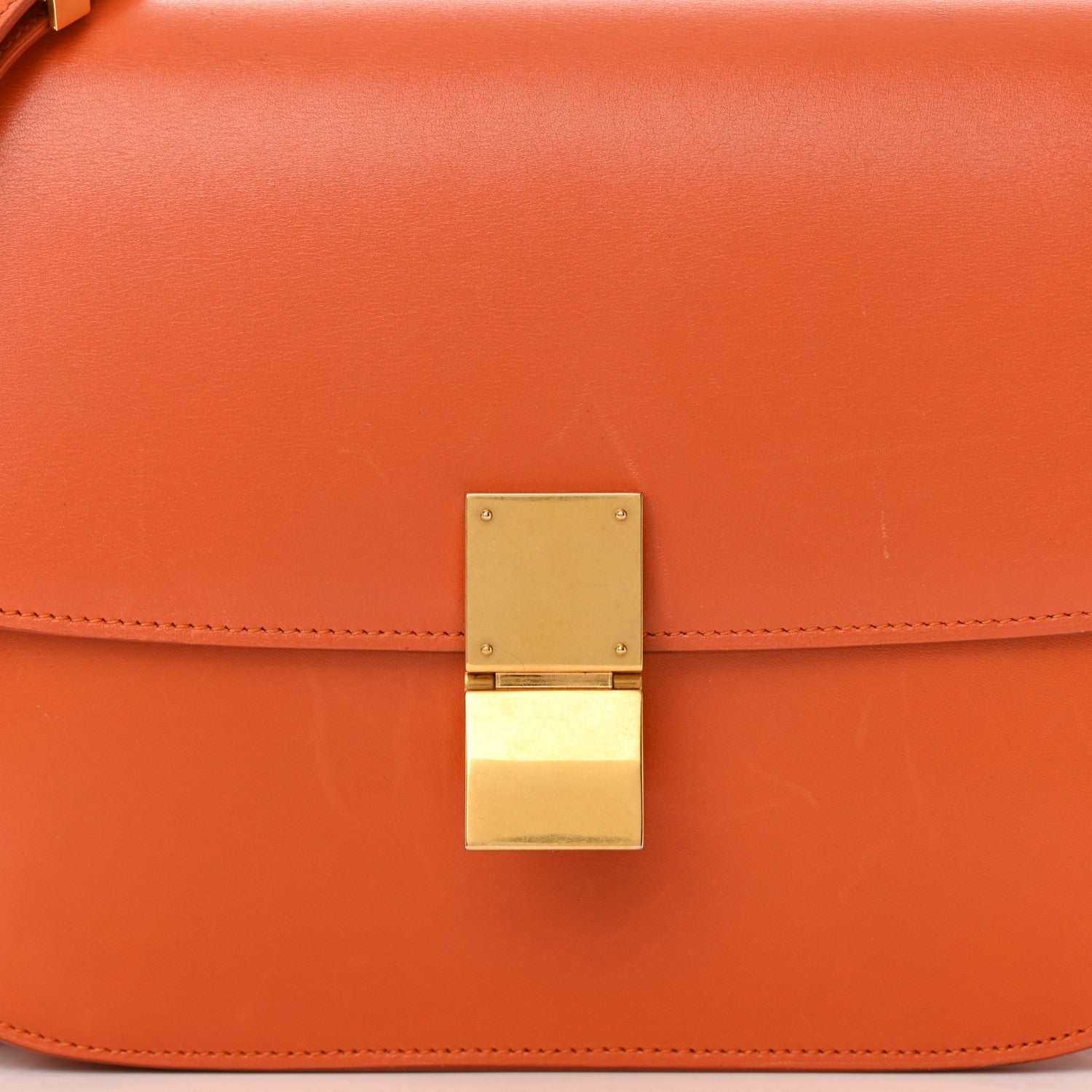 Celine Box Calfskin Medium Classic Box Flap Bag Orange 7 of 23