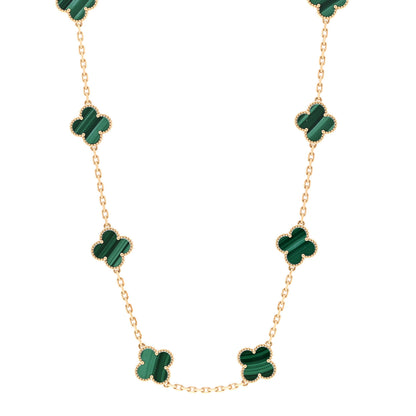 Van Cleef & Arpels 18K Yellow Gold Malachite 10 Motifs Vintage Alhambra Necklace 1 of 7