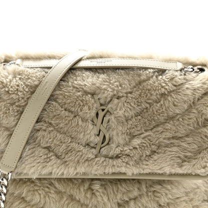 Saint Laurent Calfskin Shearling Monogram Medium Niki Chain Satchel Grey 8 of 11