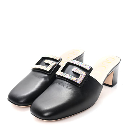 Gucci Malaga Kid Crystal Square G Madelyn 60mm Mules 39.5 Black 4 of 9