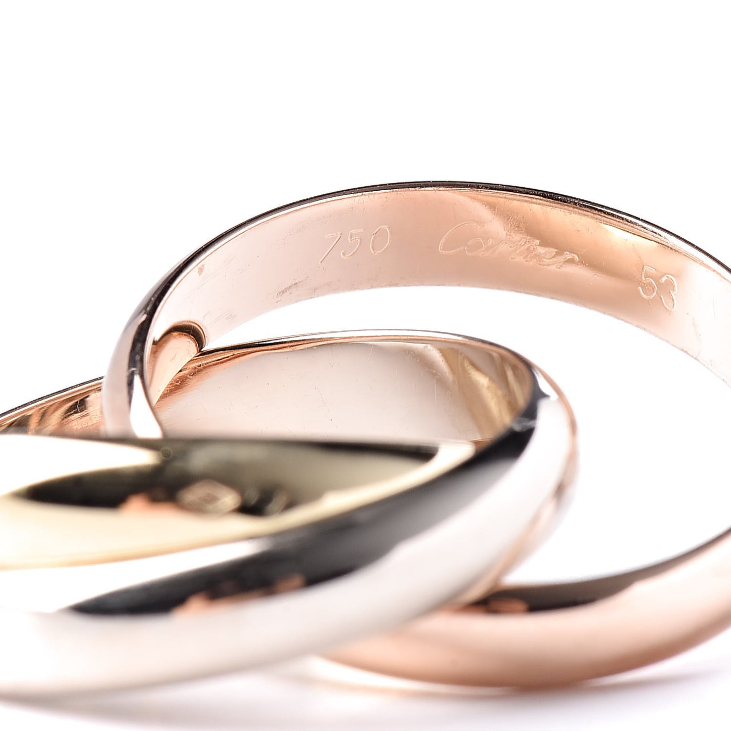 18K Pink Yellow White Gold Classic Trinity Ring 53 6.25