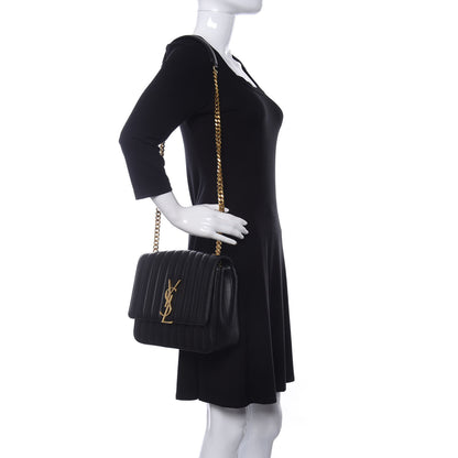 Saint Laurent Lambskin Matelasse Monogram Large Vicky Chain Bag Black 2 of 9