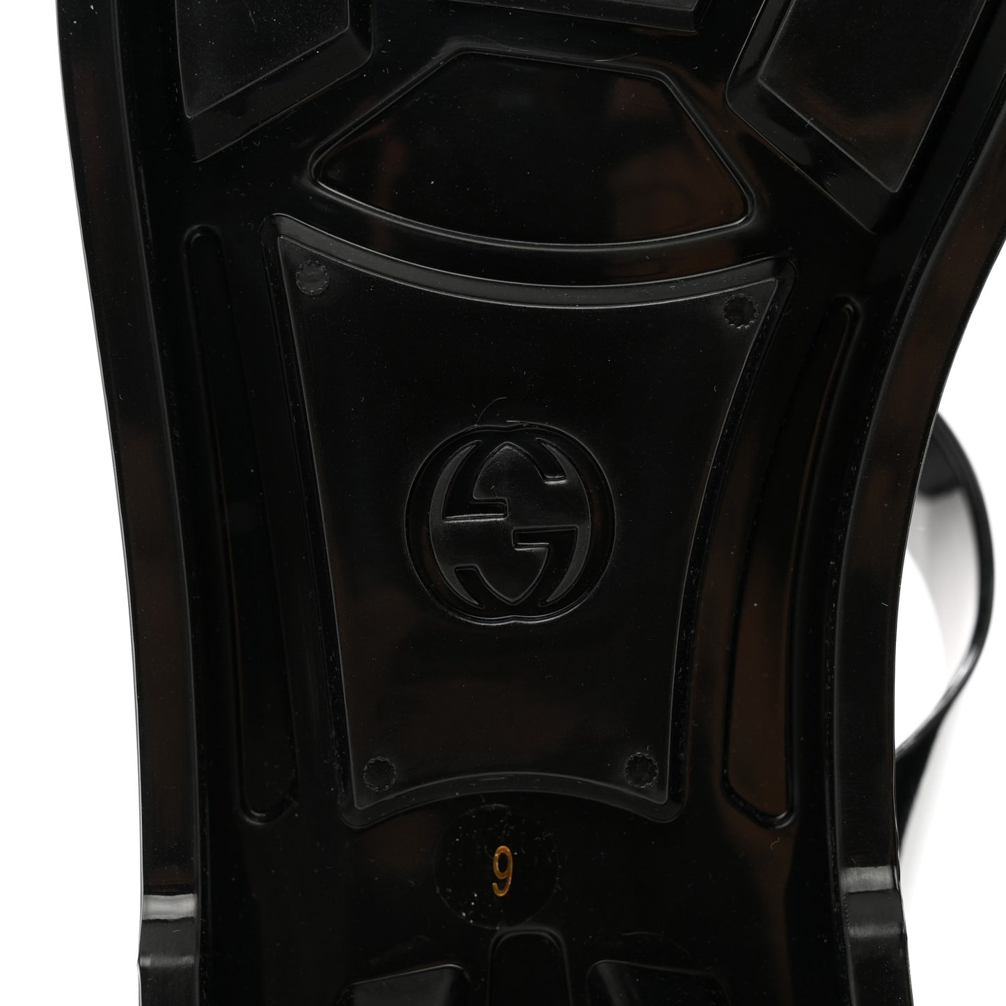 Shiny Rubber Mens Double G Buckle Strap Sandals 9 Black