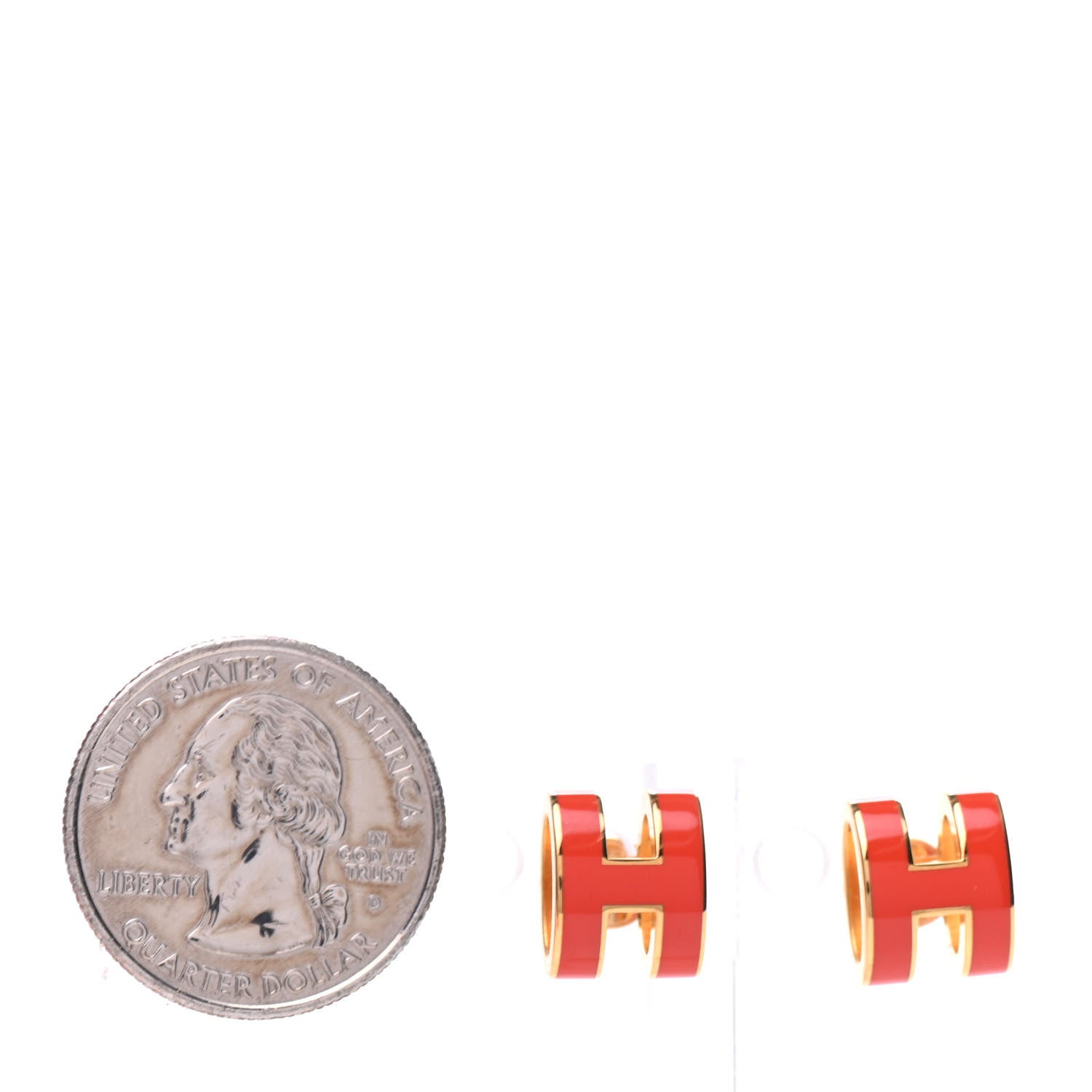 Hermes Gold Lacquered Pop H Earrings Rouge Corail 2 of 5