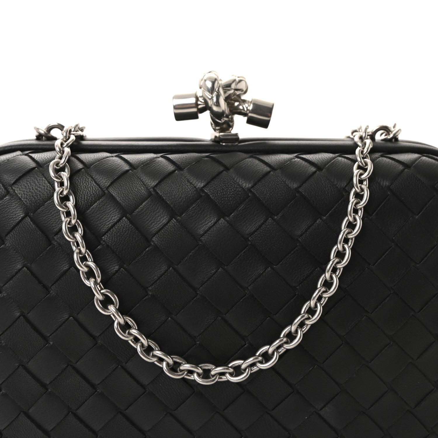Bottega Veneta Nappa Intrecciato Chain Knot Clutch Black 7 of 9