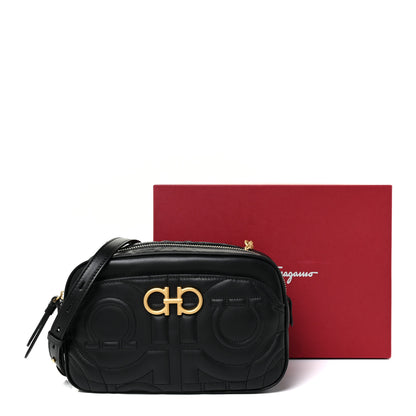 Salvatore Ferragamo Calfskin Quilted Gancini Camera Bag Black 11 of 11