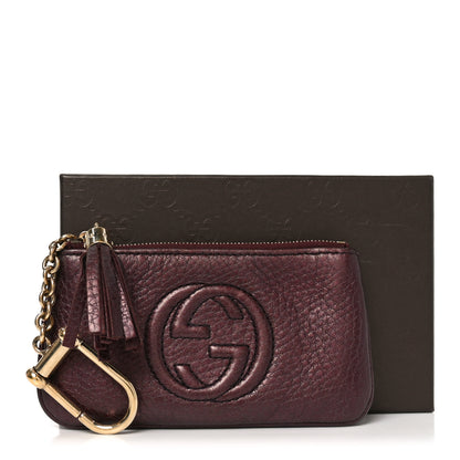 Gucci Metallic Pebbled Calfskin Soho Key Case Burgundy 8 of 8