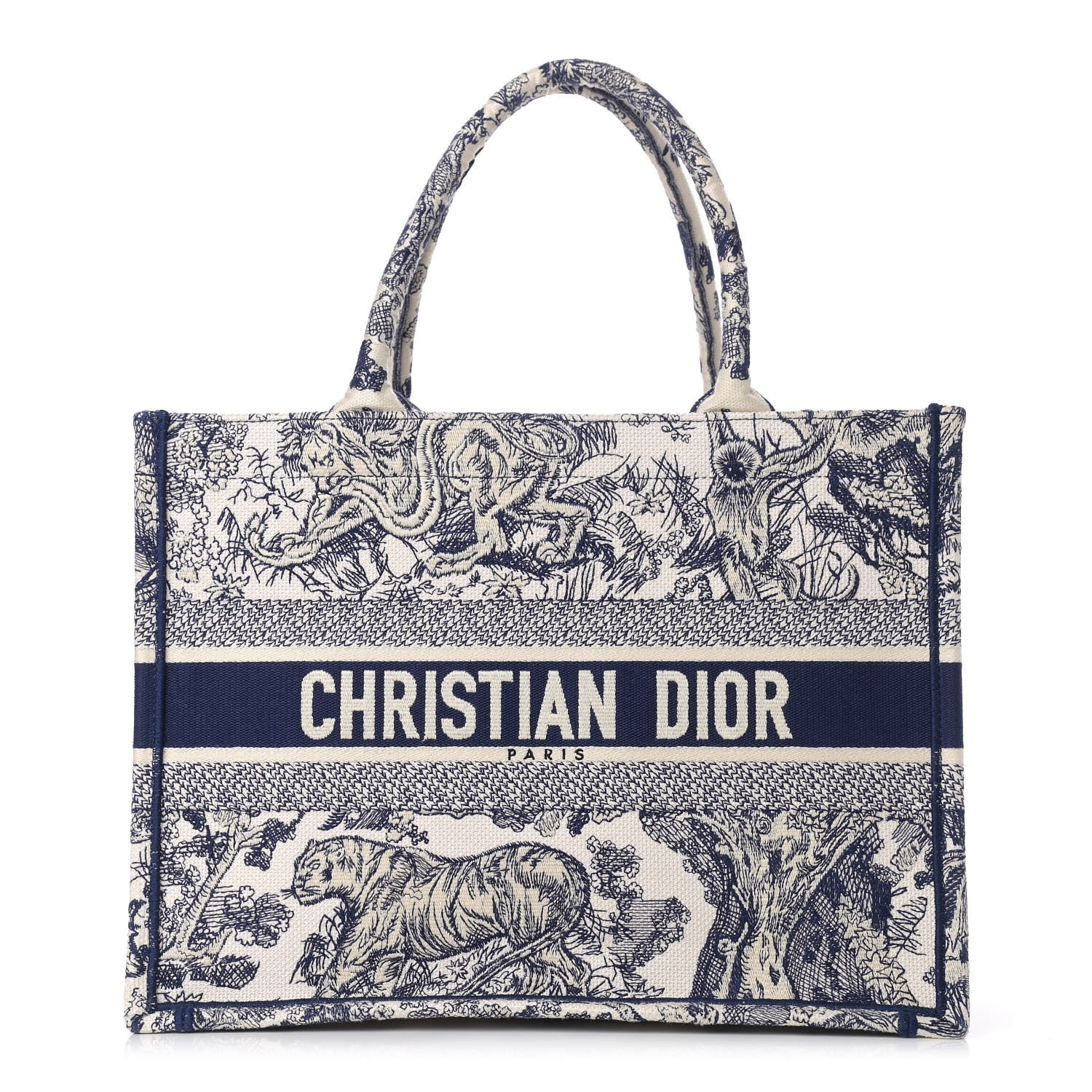 Christian Dior Canvas Embroidered Medium Dioriviera Toile De Jouy Book Tote Blue 1 of 12