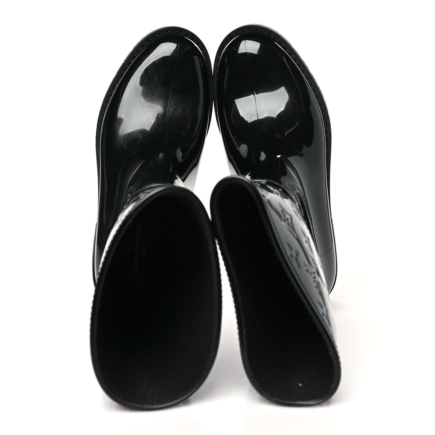 Louis Vuitton Rubber Embossed Monogram Splash Rain Short Boots 38 Black 2 of 8