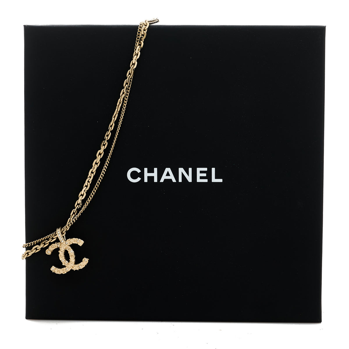 Crystal CC Pendant Necklace Gold