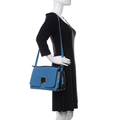 Jimmy Choo Grainy Calfskin Small Lockett Shoulder Bag Blue 2 of 12