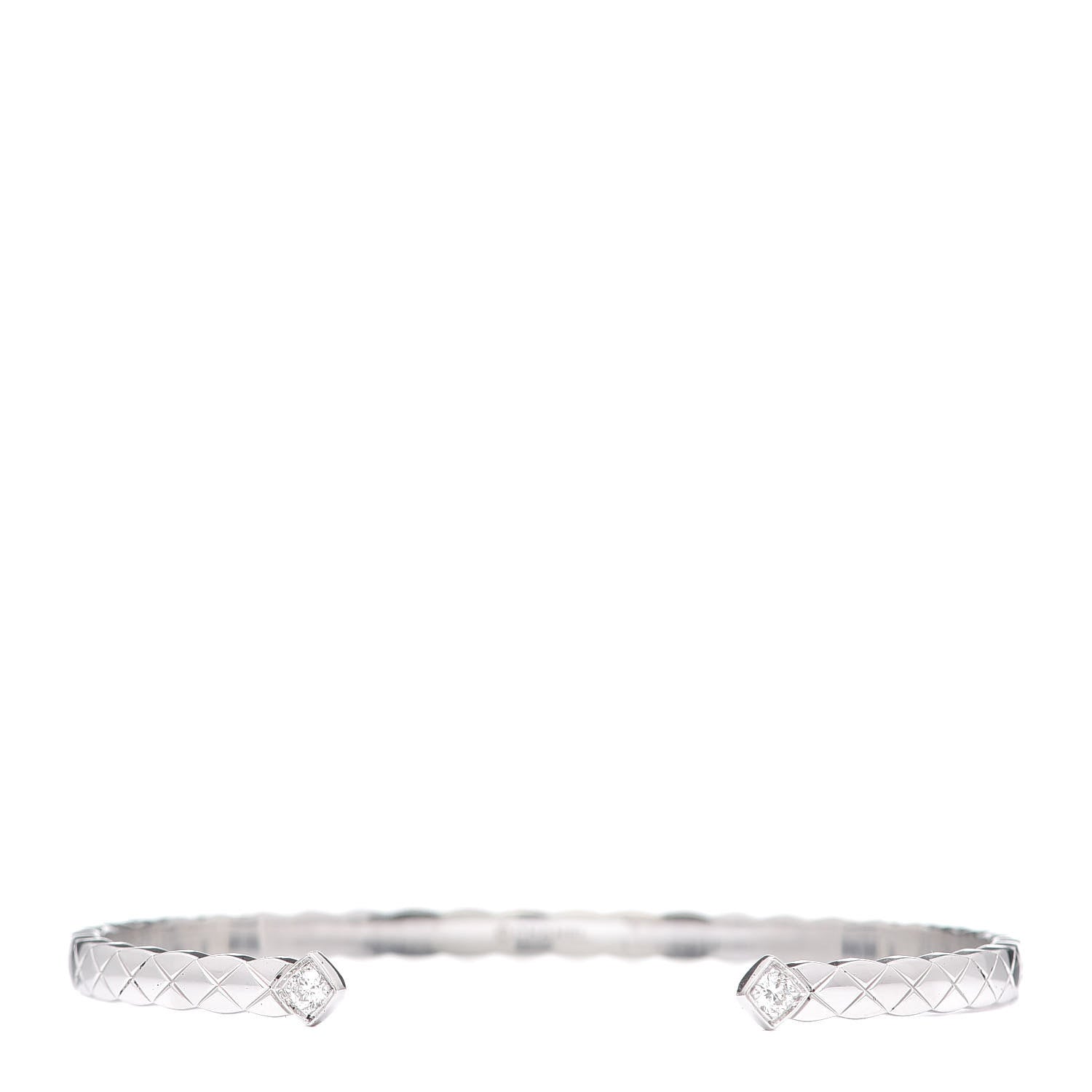 Chanel 18K White Gold Diamond Coco Crush Cuff Bracelet L 1 of 7