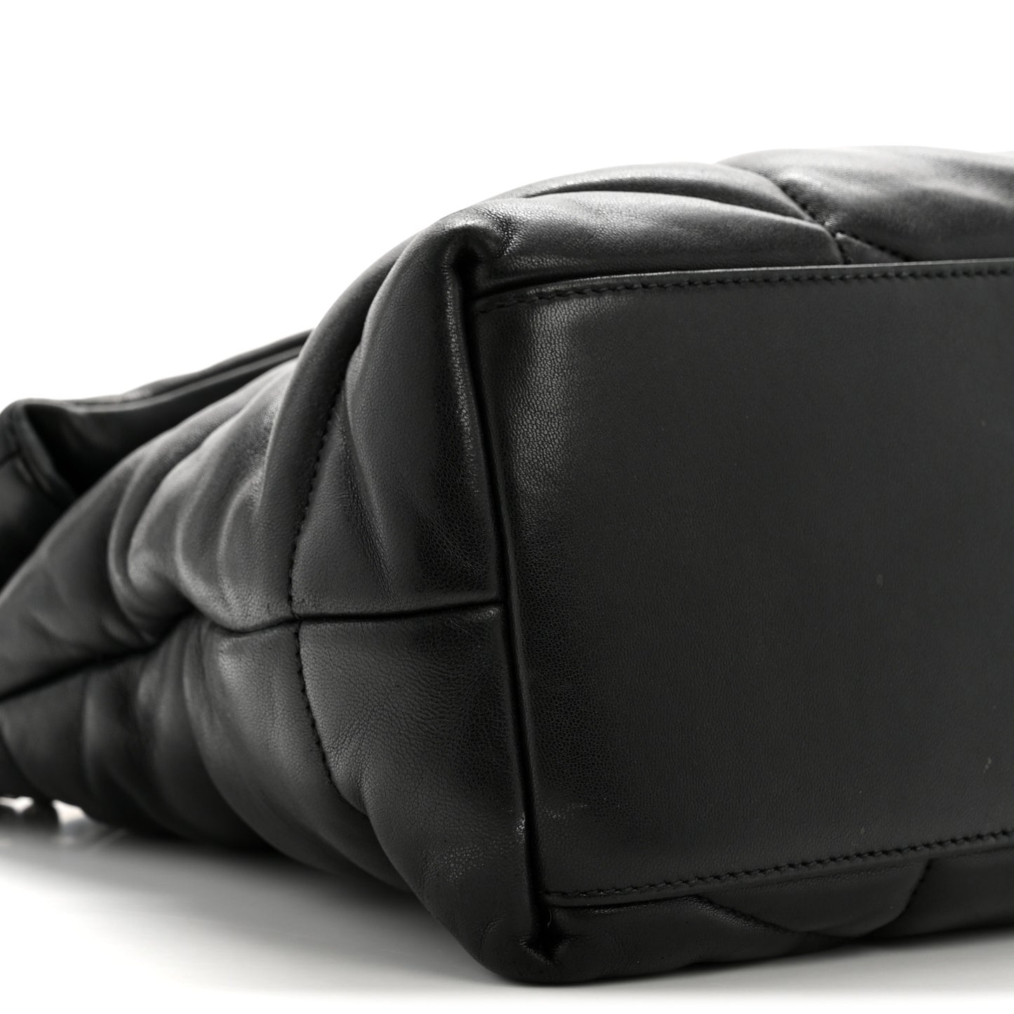Lambskin Quilted Medium Loulou Puffer Monogram Chain Satchel Black