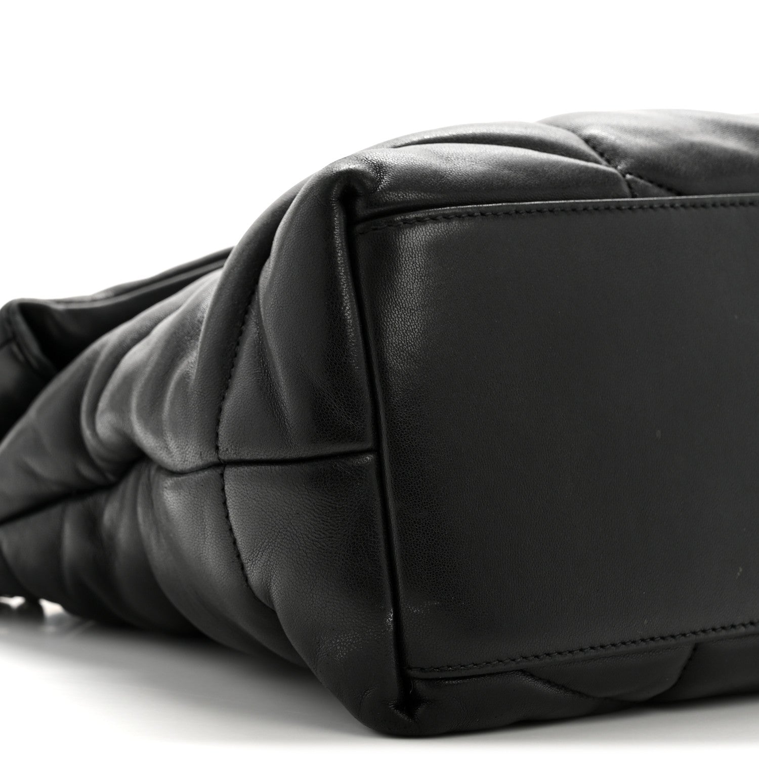 Saint Laurent Lambskin Quilted Medium Loulou Puffer Monogram Chain Satchel Black 9 of 13
