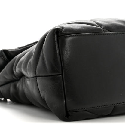 Saint Laurent Lambskin Quilted Medium Loulou Puffer Monogram Chain Satchel Black 9 of 13