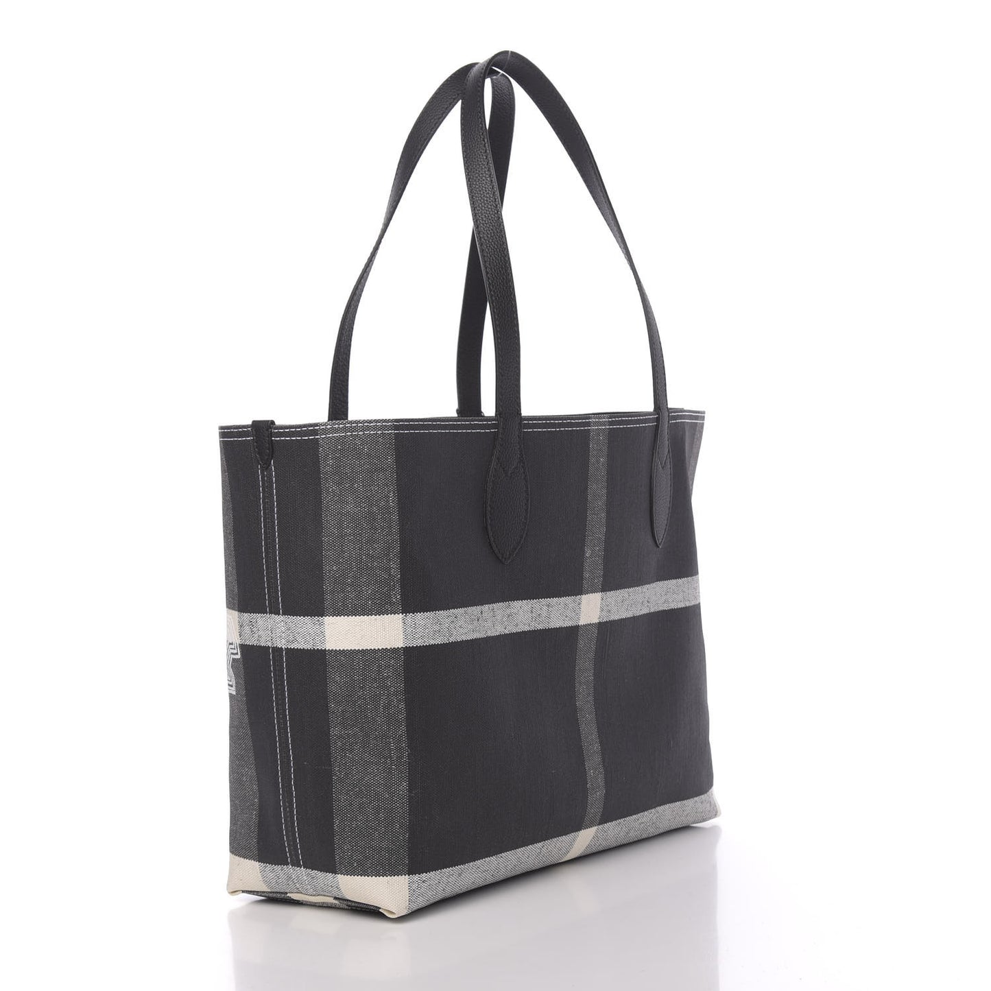Coated Canvas Mega Check Medium Doodle Tote Black White