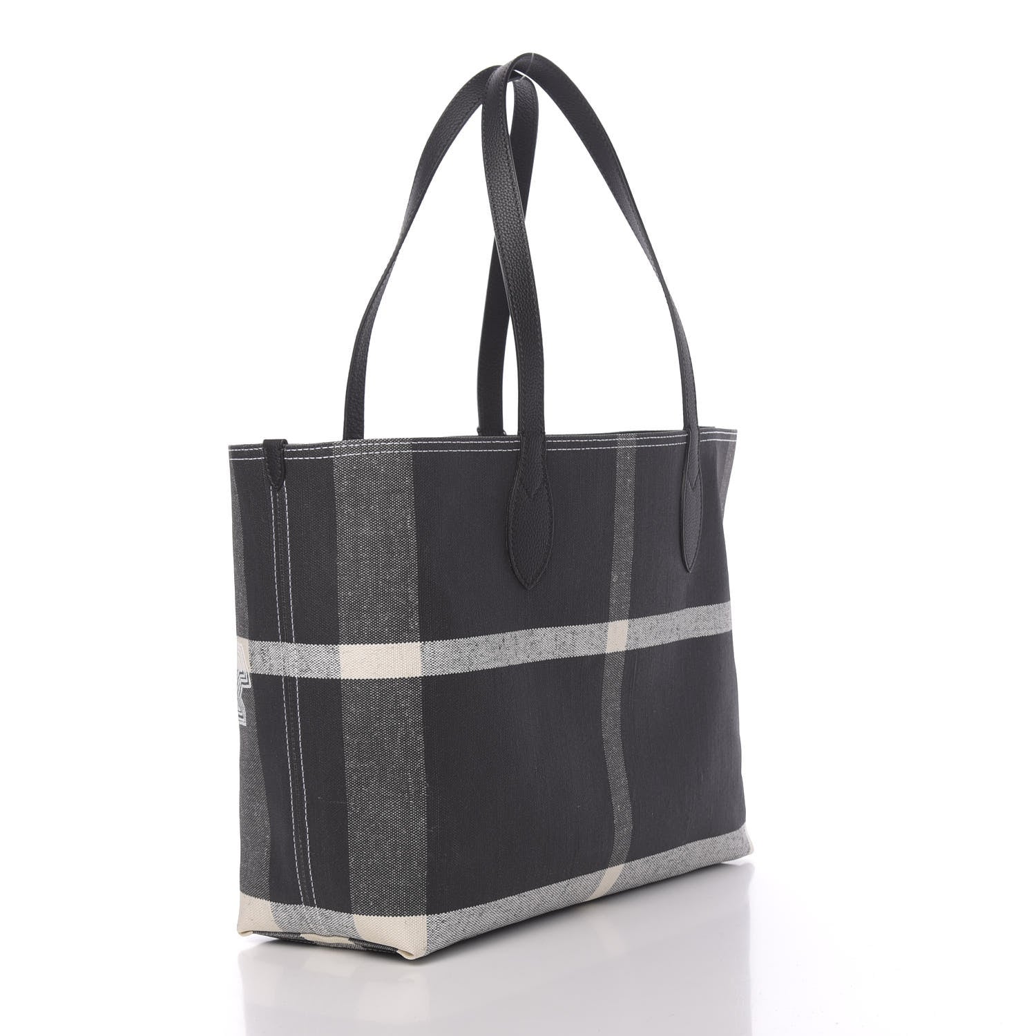 Burberry Coated Canvas Mega Check Medium Doodle Tote Black White 3 of 13