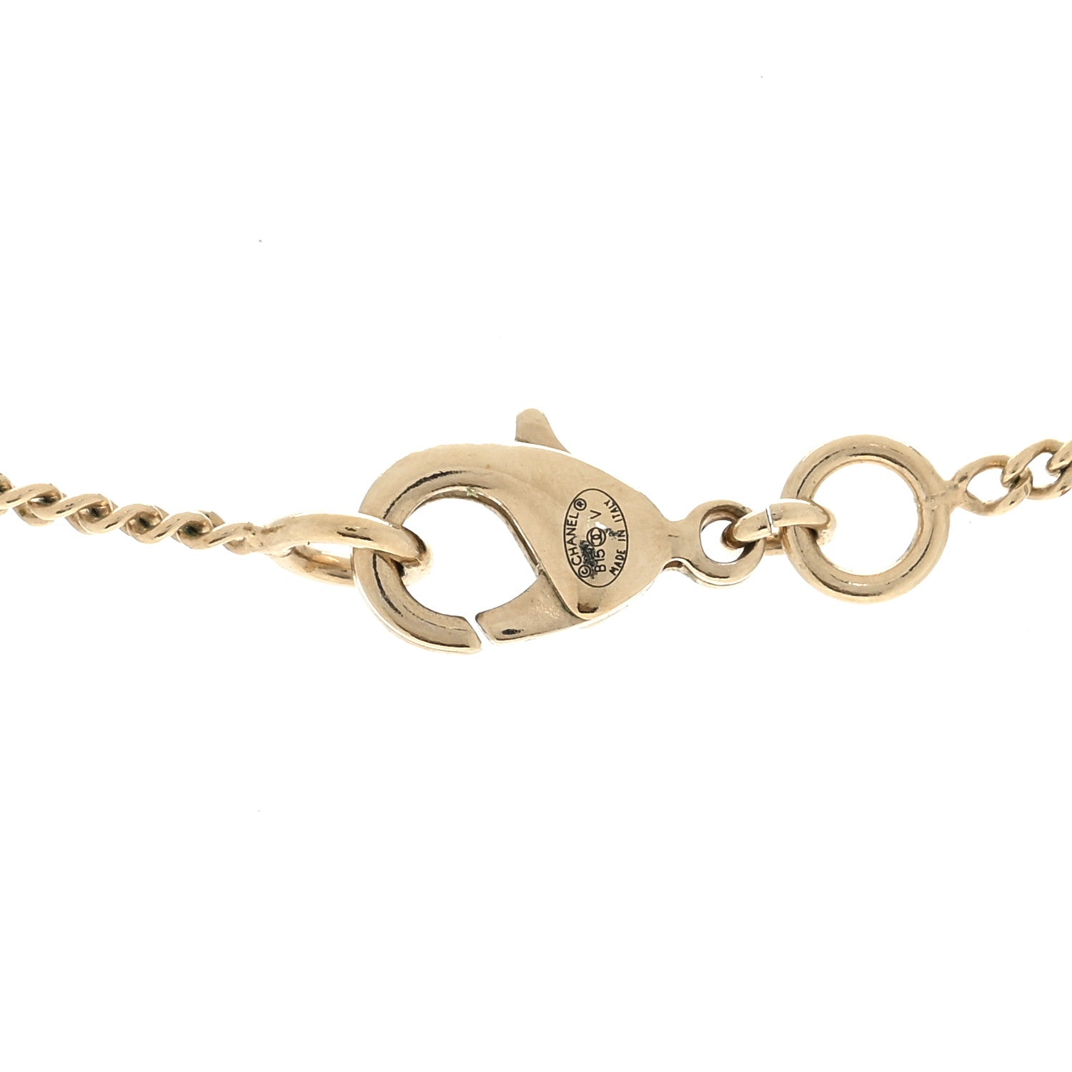 Chanel Crystal Pearl CC Pendant Necklace Gold 4 of 5