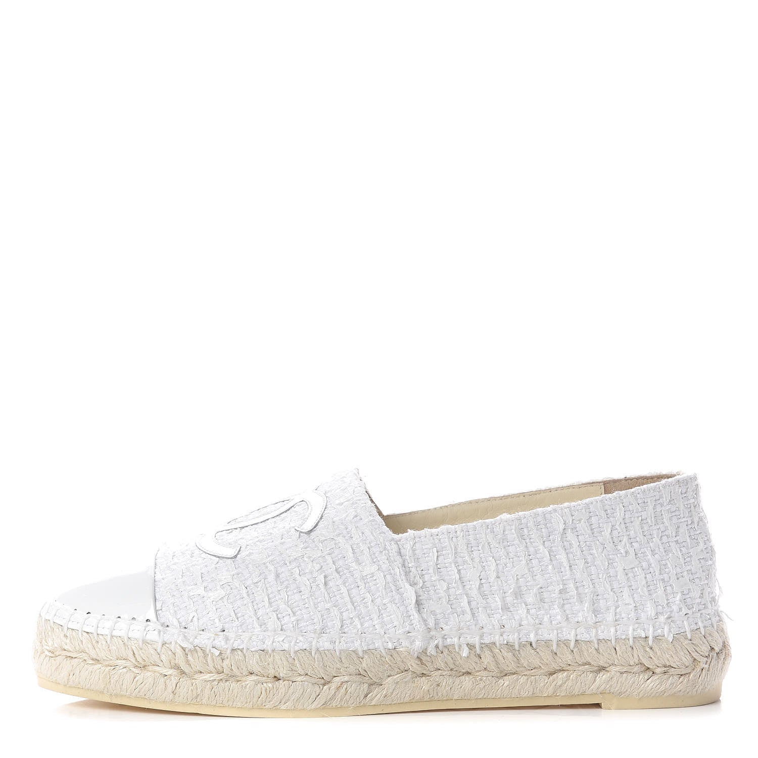 Chanel Tweed Patent CC Espadrilles 36 White 1 of 10