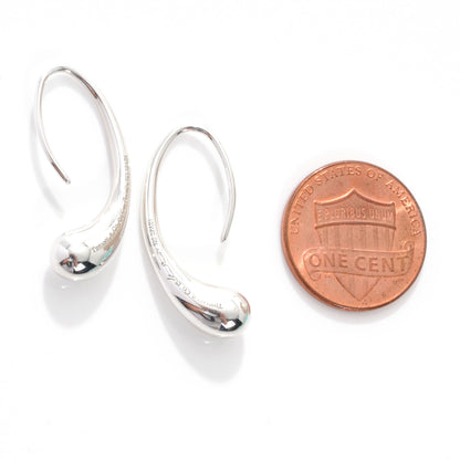 Tiffany Sterling Silver Elsa Peretti Teardrop Hoop Earrings 2 of 5