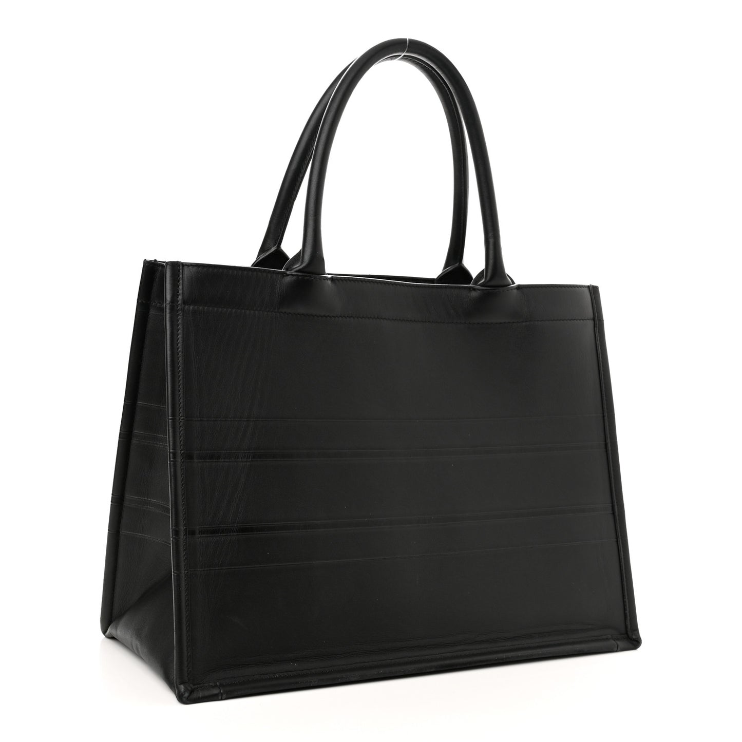 Calfskin Embossed Medium Book Tote Black