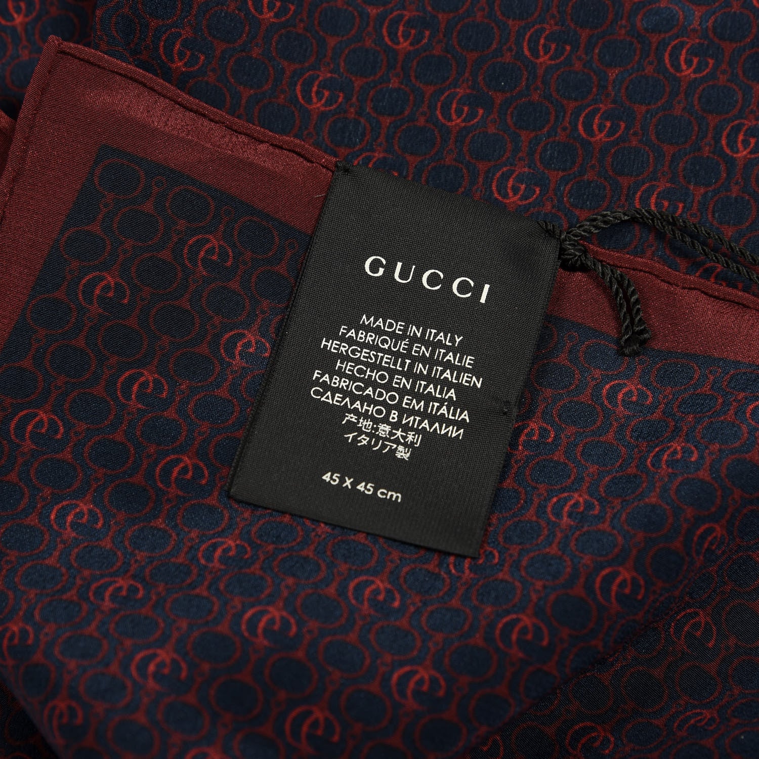 Gucci Silk GG Print Scarf Blue Red 2 of 3
