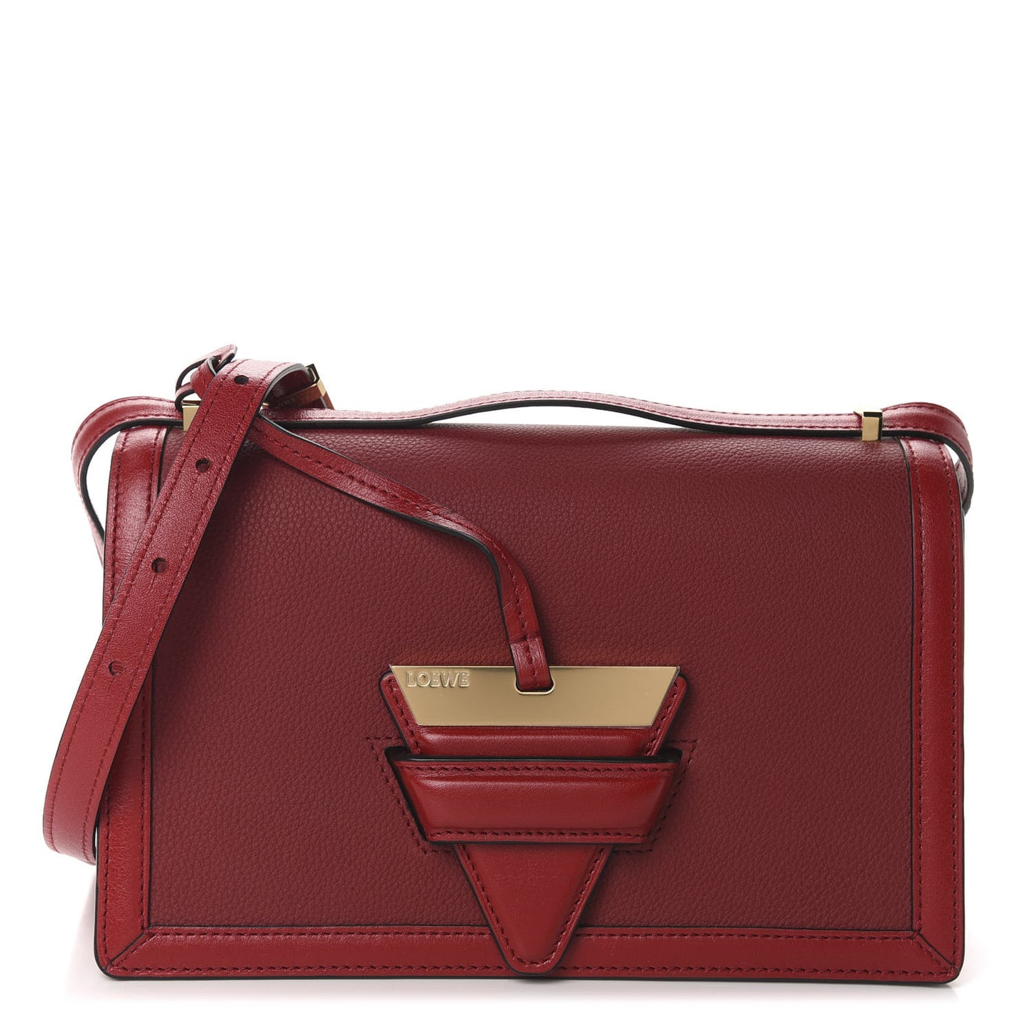 Grained Calfskin Medium Barcelona Shoulder Bag Scarlet Red