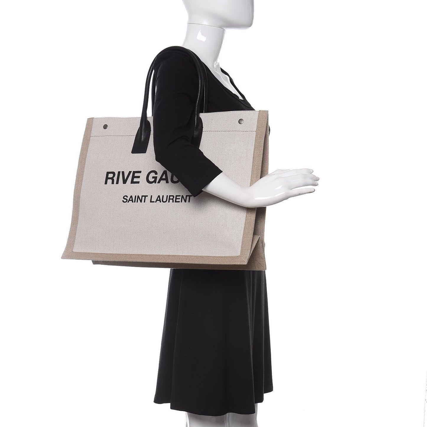 Linen Calfskin Rive Gauche Tote Optic White