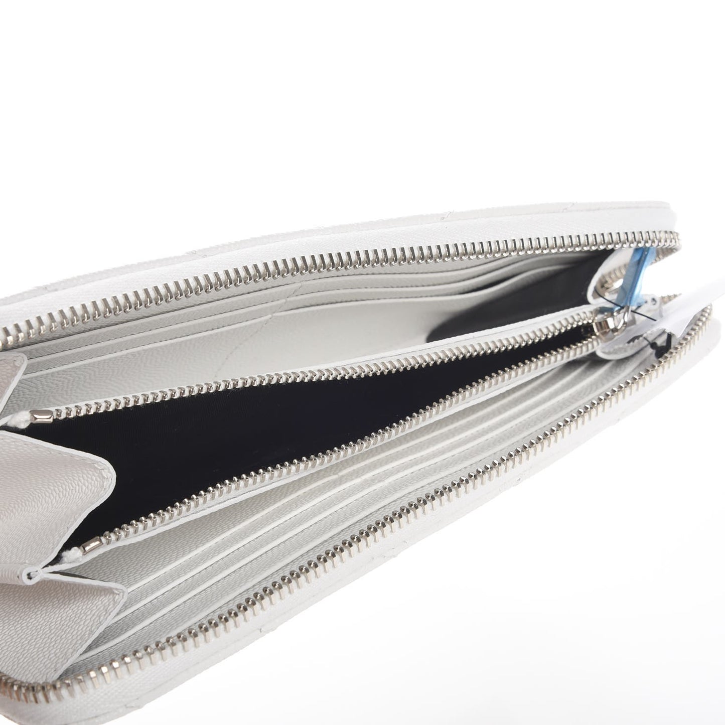 Grain De Poudre Matelasse Chevron Monogram Zip Around Wallet Blanc Optique
