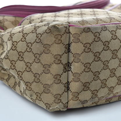 Gucci Monogram Margaux Calfskin Large Diaper Bag Beige Ebony Peonia Flower 10 of 17