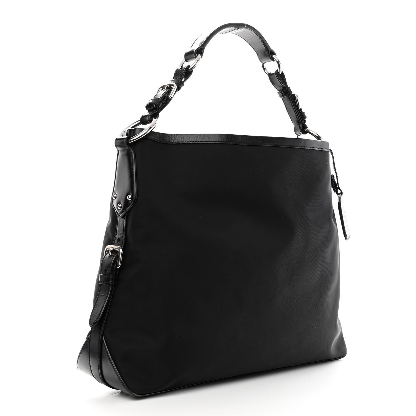 Tessuto Nylon Calfskin Hobo Black