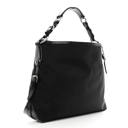 Prada Tessuto Nylon Calfskin Hobo Black 3 of 10