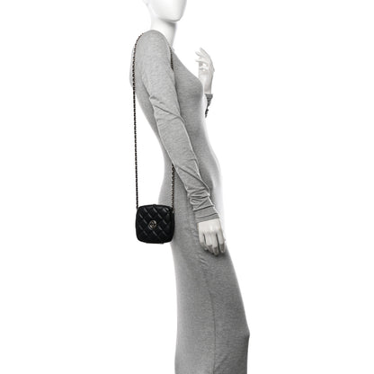 Chanel Lambskin Quilted Compact Vanity Case Purse With Chain Black 2 of 11