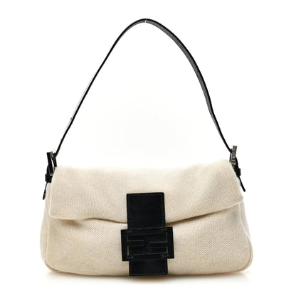 Fendi Cashmere Baguette White Black 1 of 10