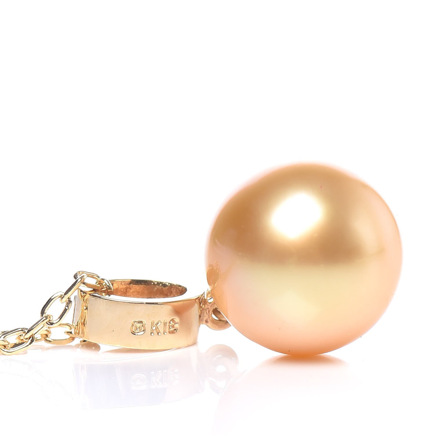 Mikimoto 18K Yellow Gold Diamond Golden South Sea Pearl 10mm Pendant Necklace 5 of 6