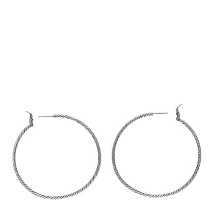 David Yurman Sterling Silver Extra Large Cable Classics Hoop Earrings 3 of 4