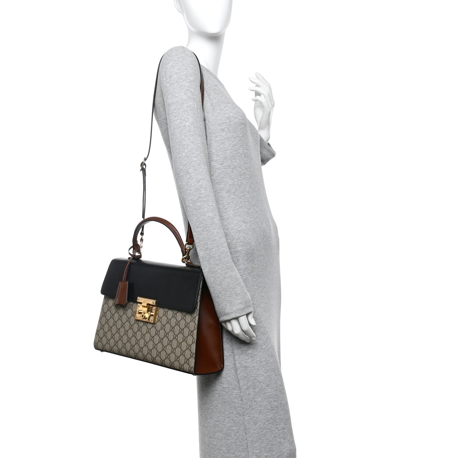 Gucci GG Supreme Monogram Calfskin Medium Padlock Top Handle Bag