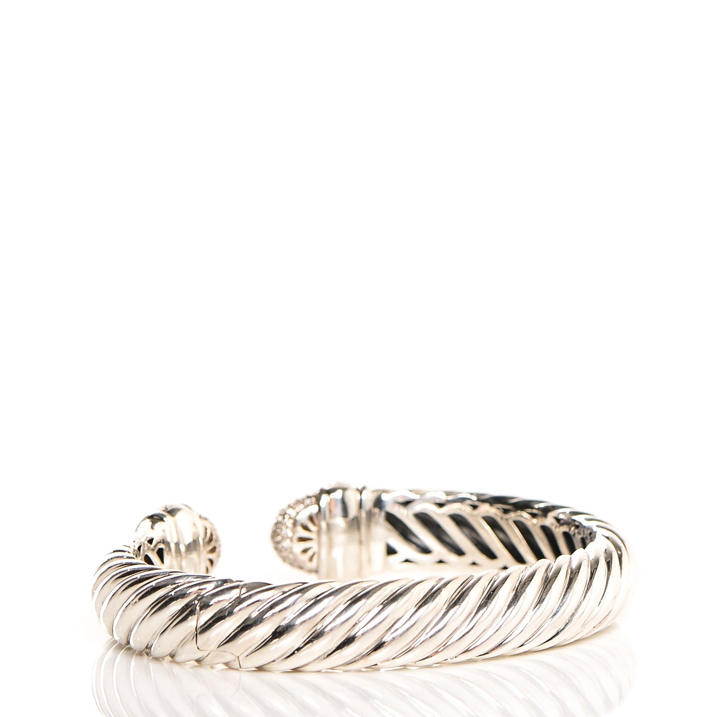 Sterling Silver Diamond 5mm Sculpted Cable Bracelet
