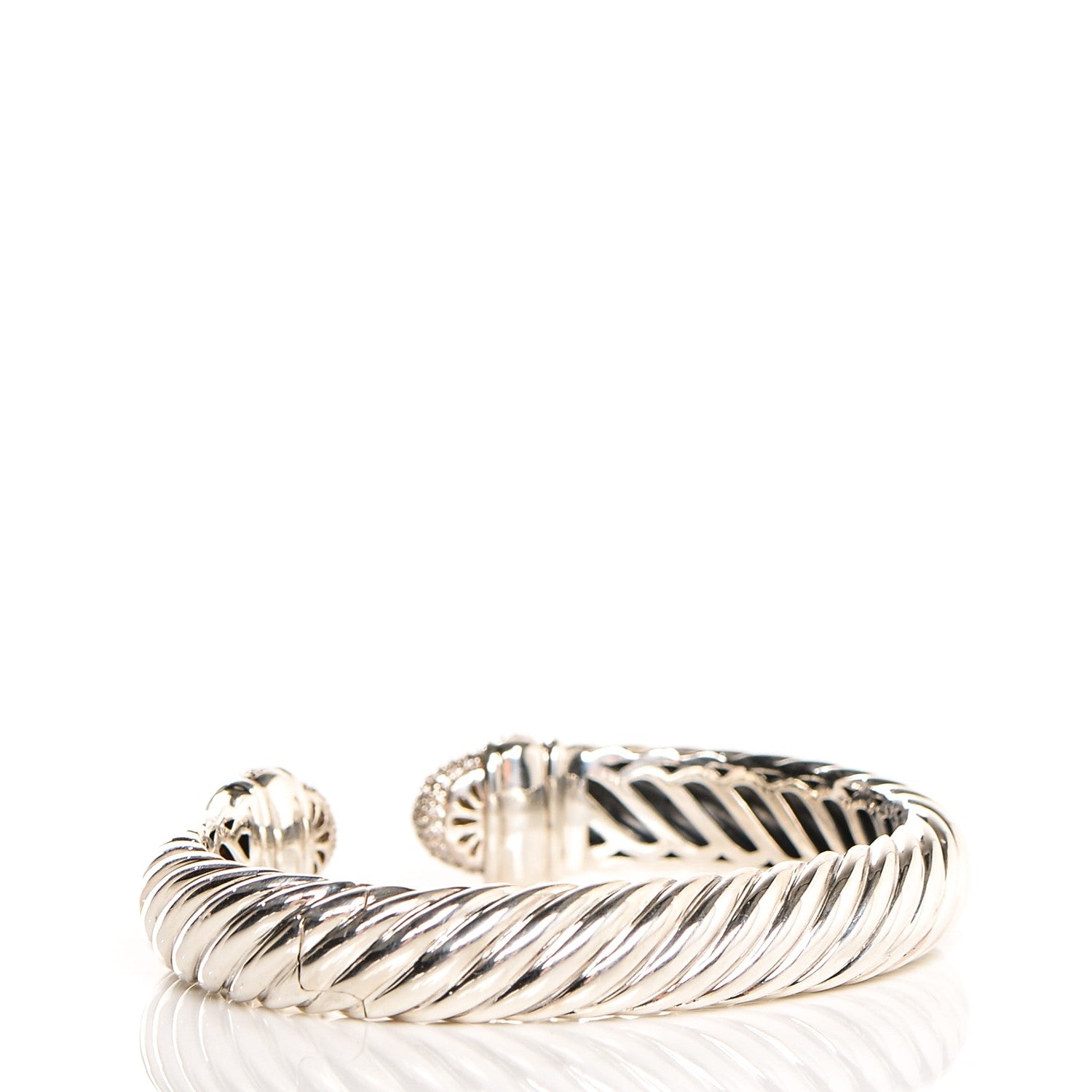 David Yurman Sterling Silver Diamond 5mm Sculpted Cable Bracelet 3 of 5