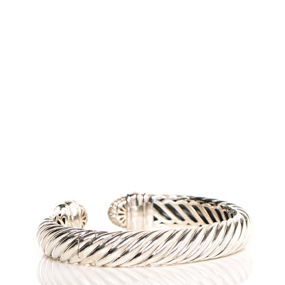 David Yurman Sterling Silver Diamond 5mm Sculpted Cable Bracelet 3 of 5