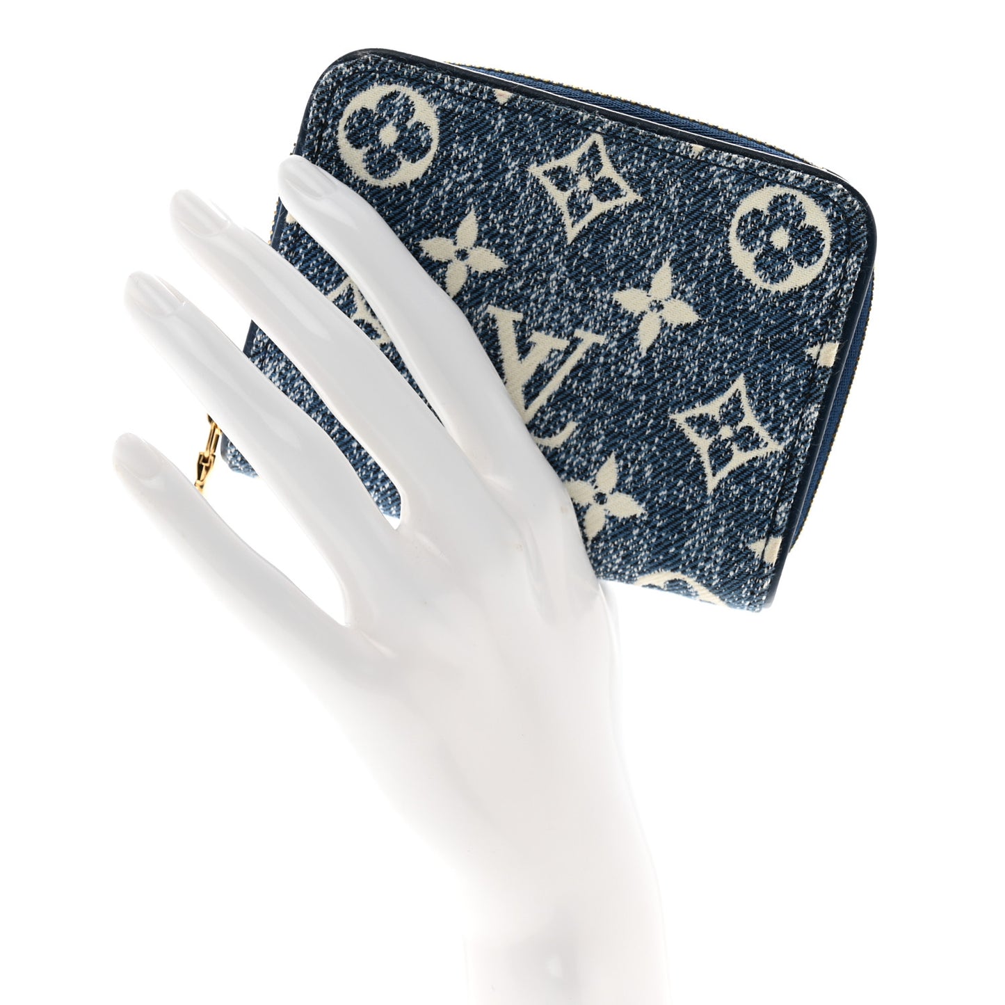 Denim Monogram Jacquard Zippy Coin Purse Bleu