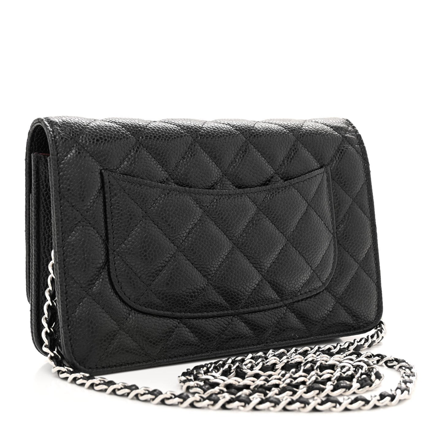 Caviar Quilted Wallet on Chain WOC Black