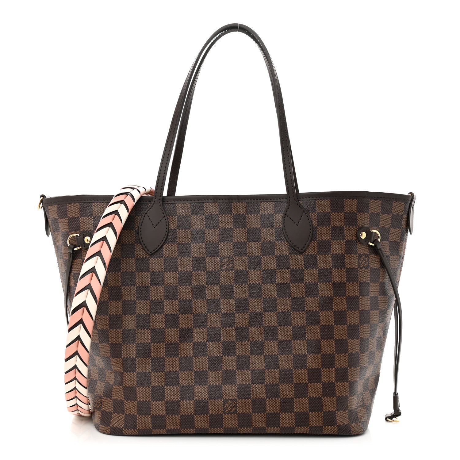 Louis Vuitton Damier Ebene Braided Neverfull MM Pink 3 of 11