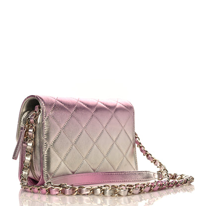 Chanel Metallic Lambskin Like A Wallet Flap Golden Pink 3 of 10